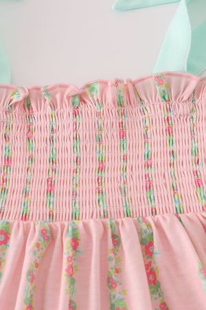 Pink floral smocked mom&me dress