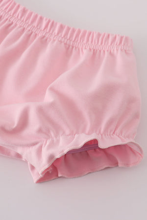 Pink Bow Embroidered Bow Bloomer Set