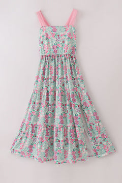 Green dream garden tiered mom dress