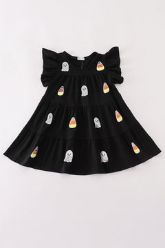 Black ghost sequin ruffle dress