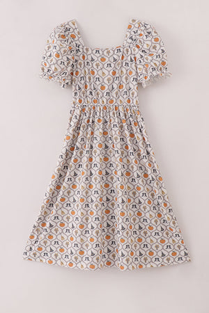 Witch pumpkin print mom dress