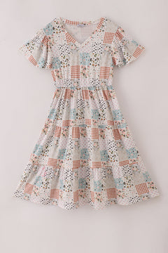 Fall floral print mom dress