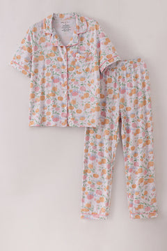 Pink pumpkin bamboo mom pajamas set