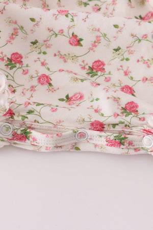 Pink rose hand smocked bubble