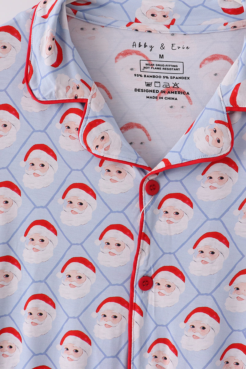 Blue santa claus bamboo dad pajamas set
