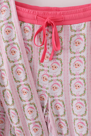 Pink santa claus mom pajamas pants set