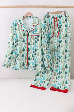 Green christmas tree print dad pajamas pants set