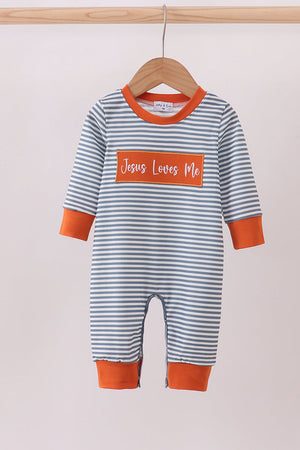 Jesus loves me embroidery boy romper