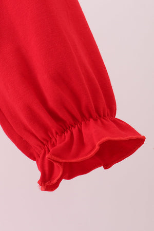 Red heart applique bubble set
