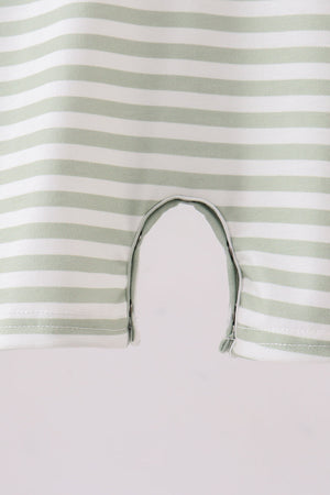 Green Duck Embroidered Stripe Romper