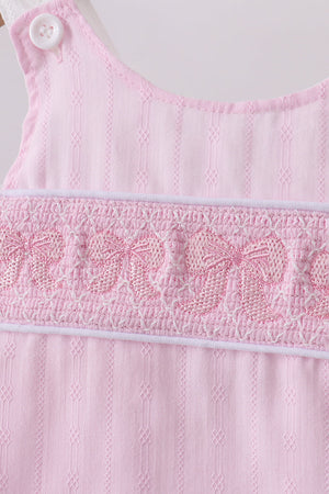 Pink bow smocked bloomer set