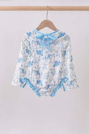 Blue farm print rashguard
