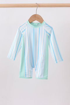 Blue stripe one-piece swimsuit