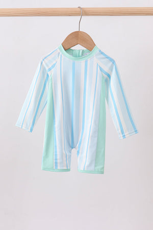 Blue stripe one-piece swimsuit