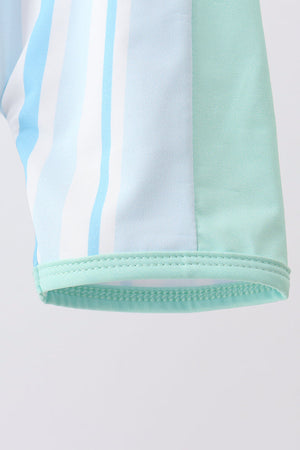 Blue stripe one-piece swimsuit