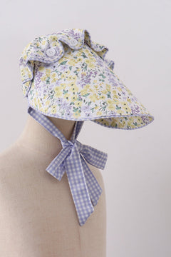 Golden meadow floral  ruffle bow bonnet