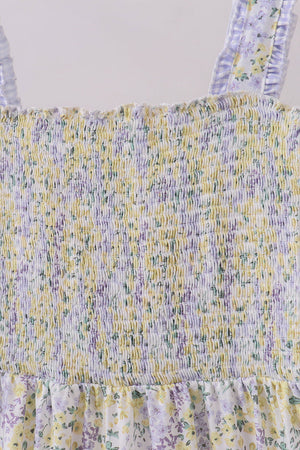 Golden meadow floral smocked tiered dress (length 41.33inch)