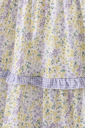 Golden meadow floral smocked tiered dress (length 41.33inch)