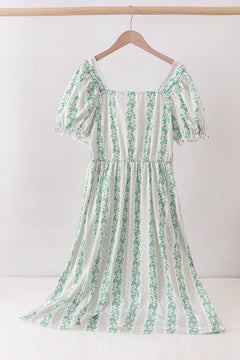 Green floral stripe dress (length 41.33in)