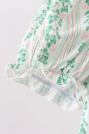 Green floral stripe dress (length 41.33in)