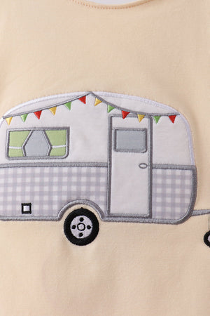 Khaki camper applique bow bloomer set