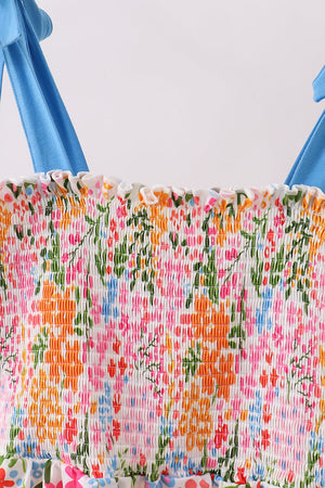 Summer floral print smocked mom&me dress