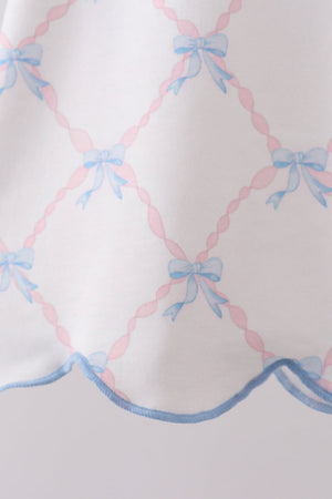Blue bow ribbon print bloomer set