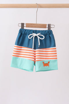 Crab embroidery swim trunks