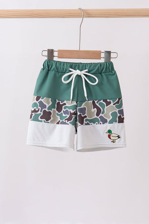 Camouflage duck embroidery swim trunks