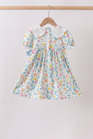 Blue Floral Lace Dress