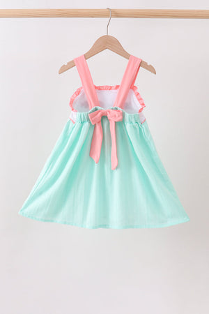 Green Marine Embroidered Jacquard Dress