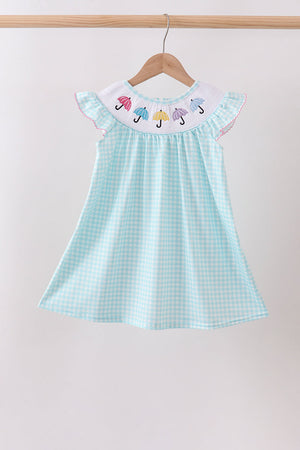 Blue Umbrella Smocked Dress
