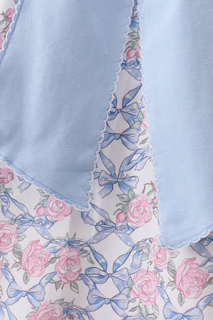 Blue Floral Bow Dress