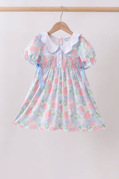 Blue Hydrangea Smocked Pearl Dress