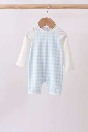 Blue Plaid UPF Swim One-Piece