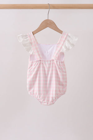 Pink Plaid Bow UPF Swim One-Piece