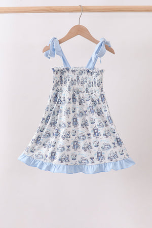 Blue Beach Smocked Dress