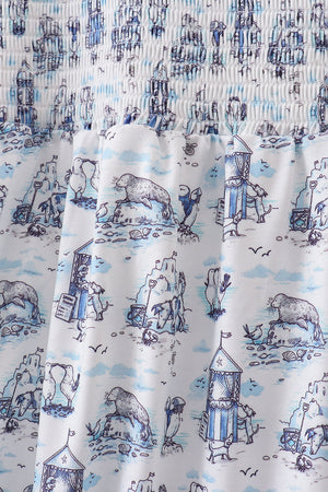 Blue Beach Smocked Women Dress