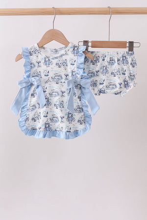 Blue Beach Bloomer Set