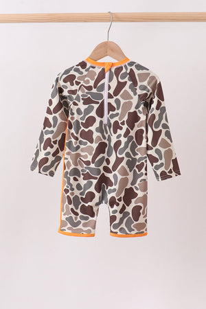 Camo Mallard Embroidered UPF Swim One-Piece