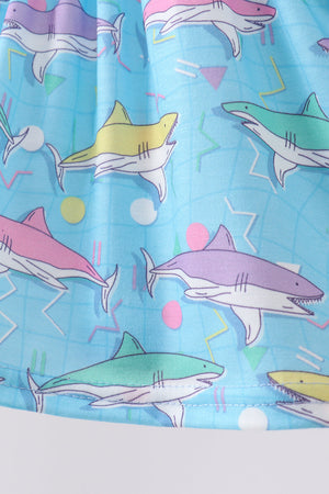 Blue Shark Smocked Bloomer Set