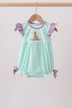 Mint Puppy Plaid Embroidered Bubble