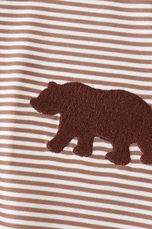 Brown Bear Stripe Embroidered Set