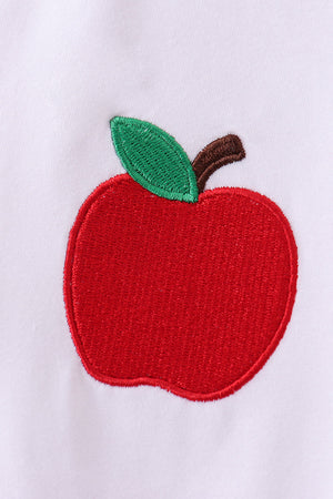 Red Stripe Apple Embroidered Set