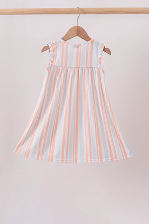 Seashell Stripe Embroidered Dress