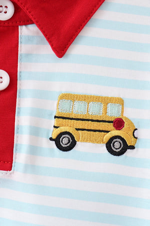 Red Bus Embroidered Set