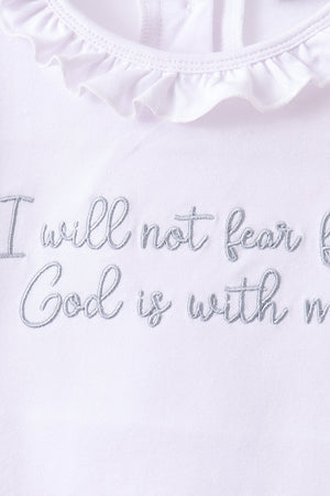 Blue Faith Quote Embroidered Ruffle Shorts Set