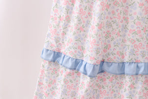 Blue Floral Smocked Mom Tiered Dress