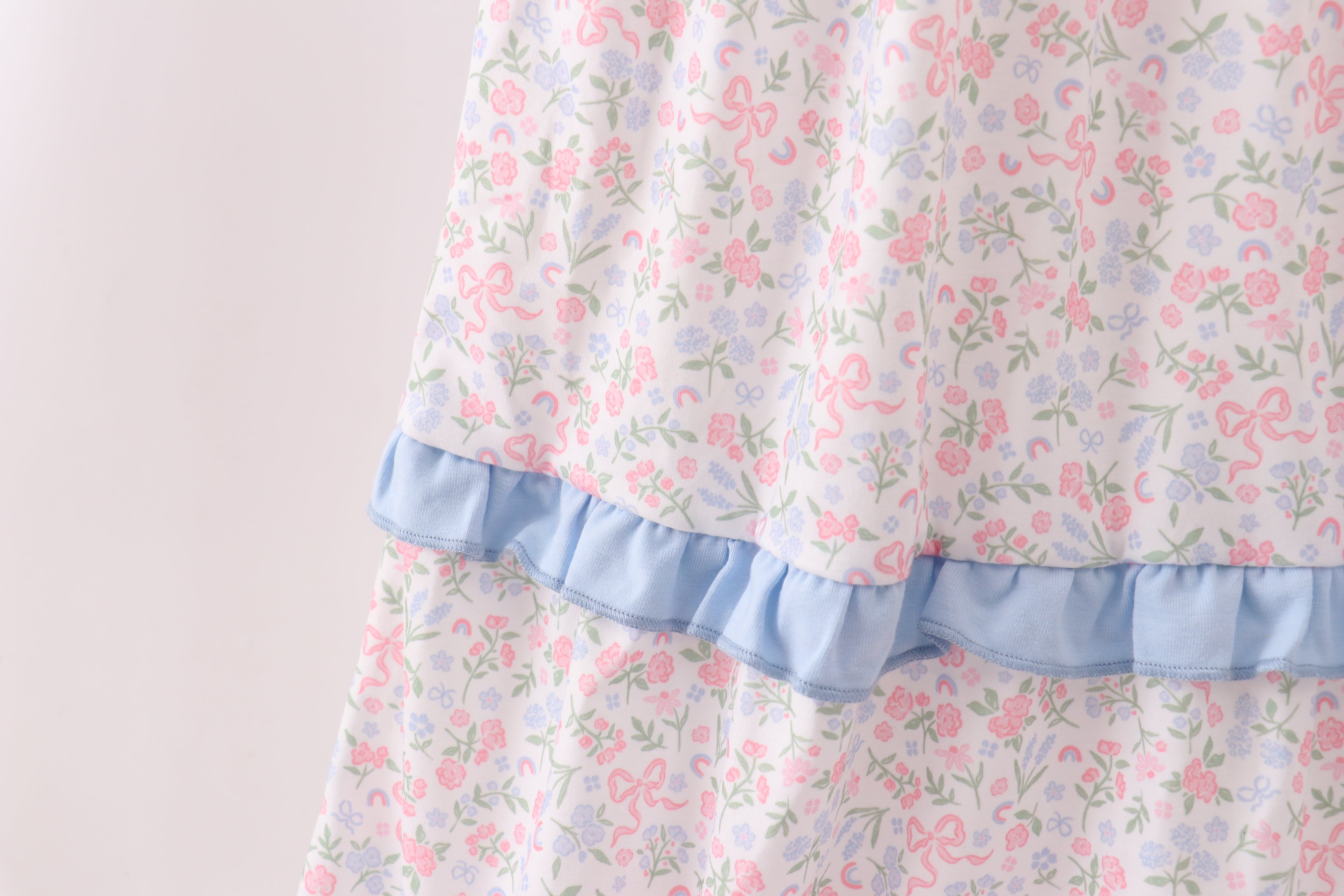 Blue Floral Smocked Mom Tiered Dress
