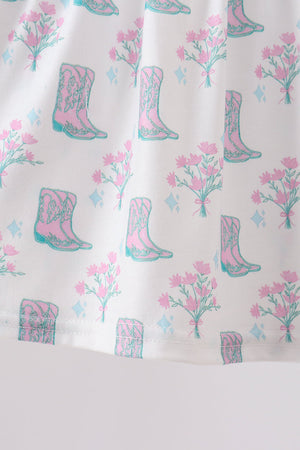 Blue Boots Print Bloomer Set
